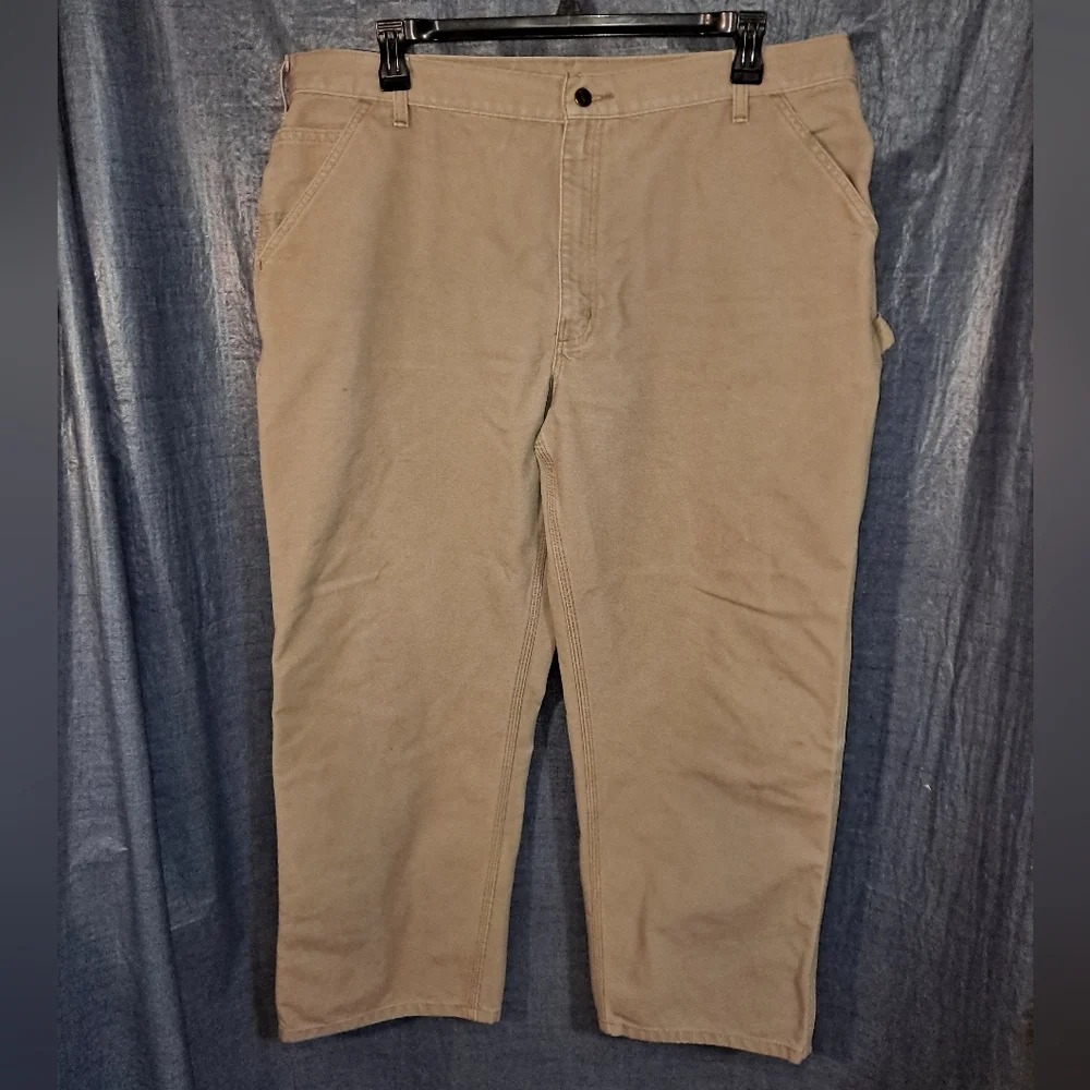 Carhartt Vintage Carpenter Work Pants 42x30 actual 42x29 Tan Slightly Distressed